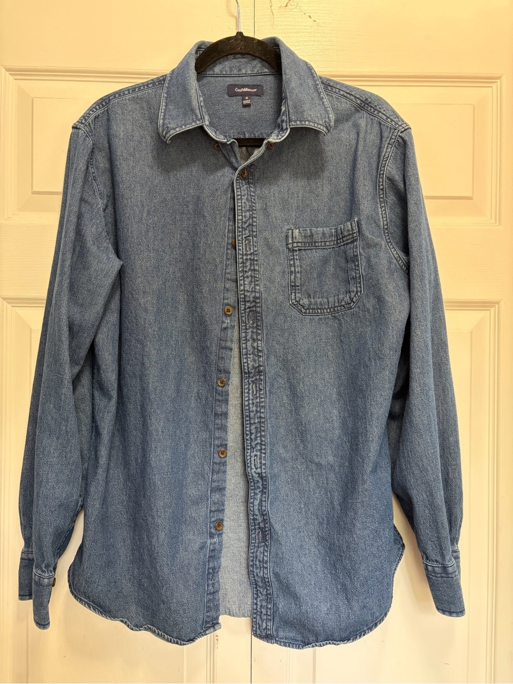 croft & barrow Men's Light Blue Denim Button-Down cotton Shirt M